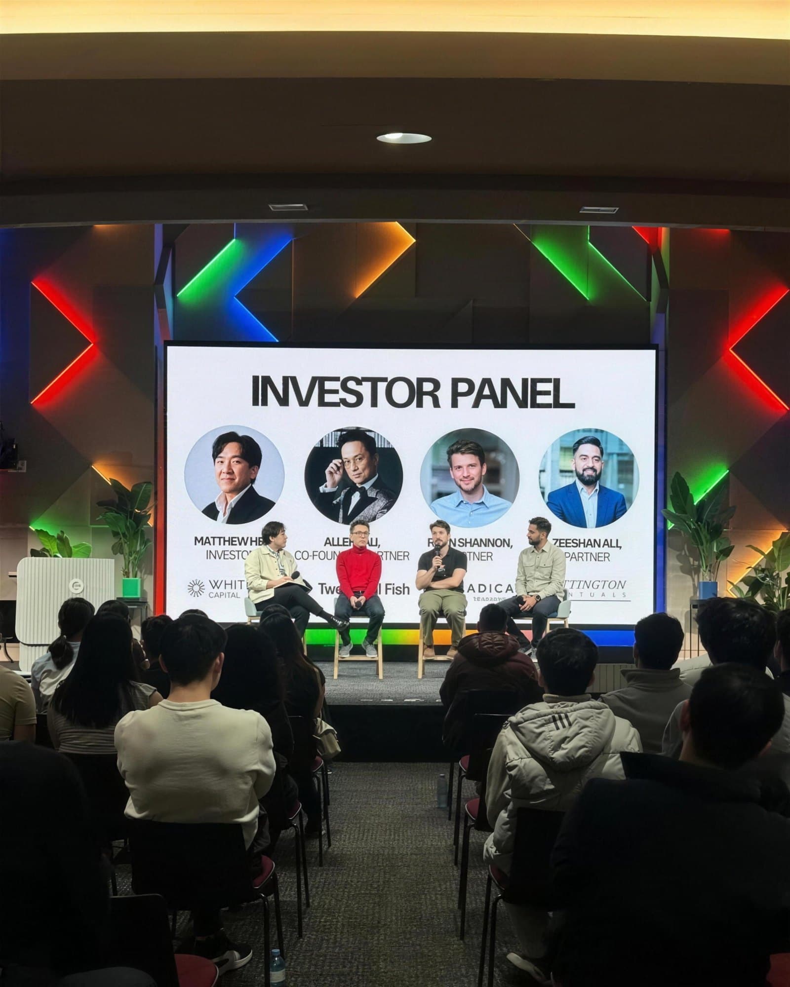 The investor panel in front of a full room